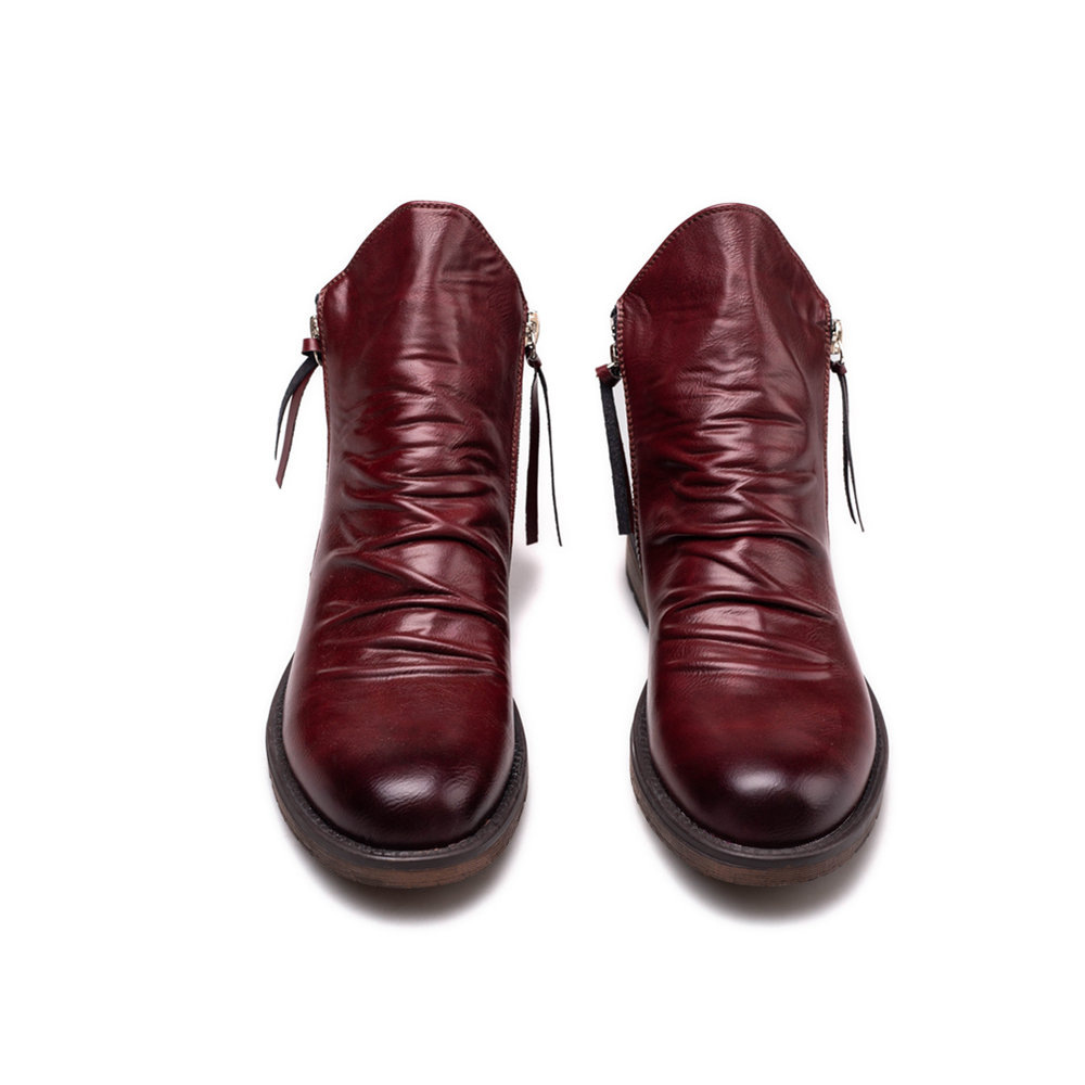 Street Fashion Plus Size - Botas de Motociclista Vintage de Cuero