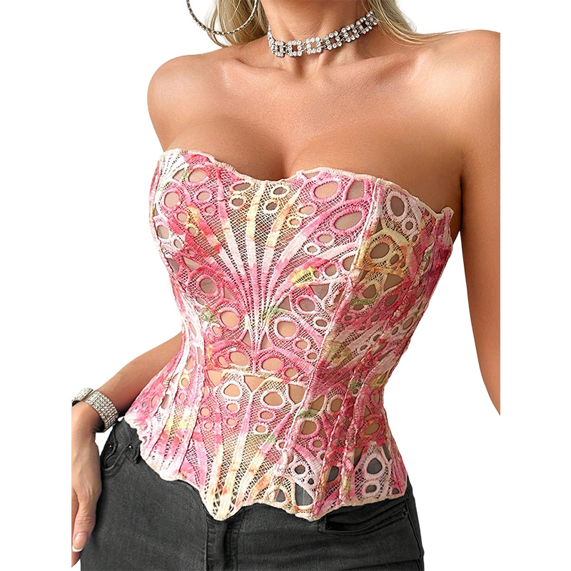 Mesh Top Layering - Corsé sexy de malla transparente transpirable,