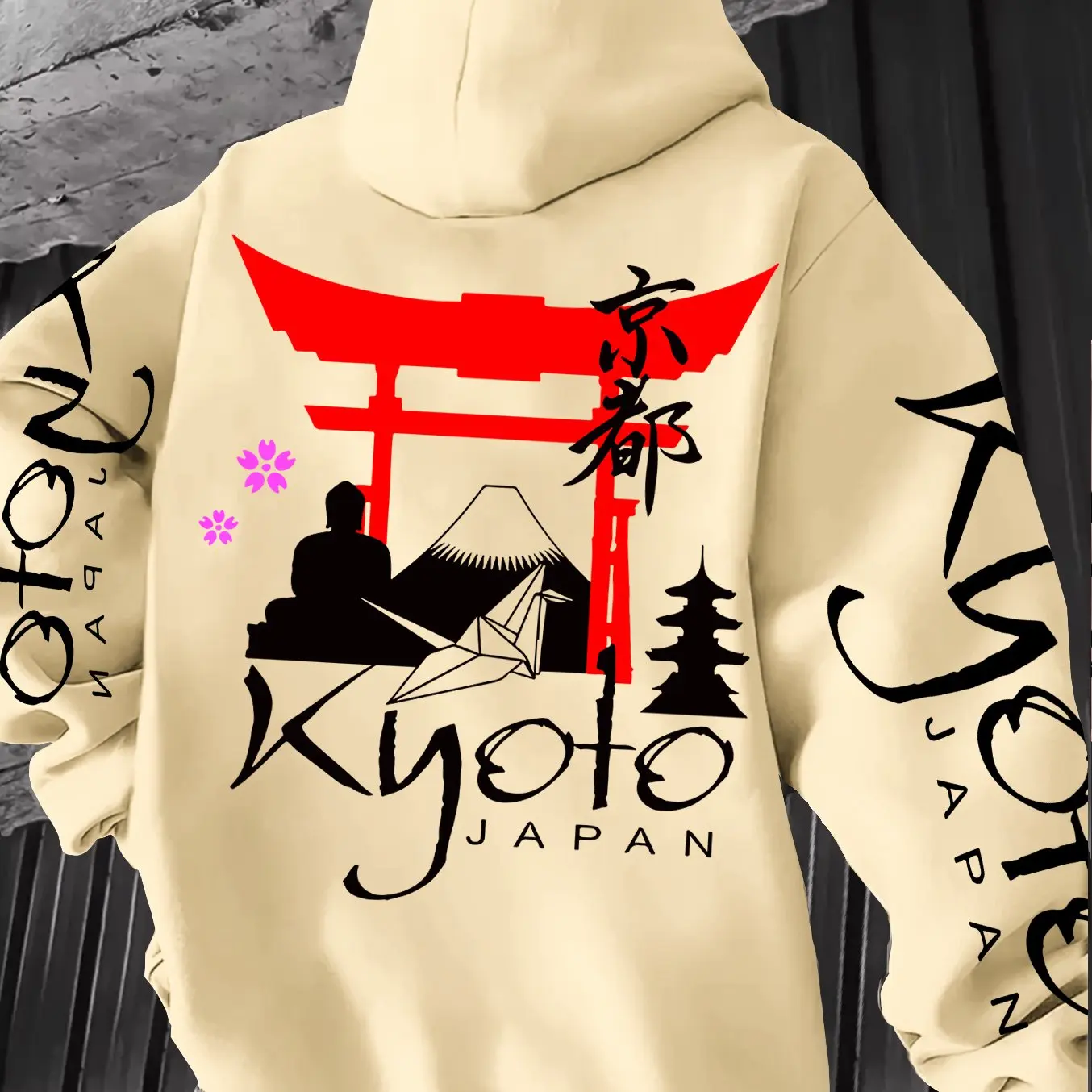 Street Fashion Kyoto - Sudadera con Capucha con Elementos de