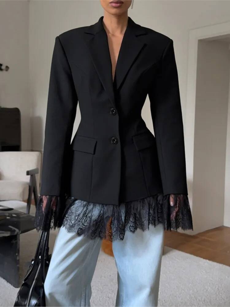 Street Fashion Taiwan - Chaqueta de encaje elegante para mujer,
