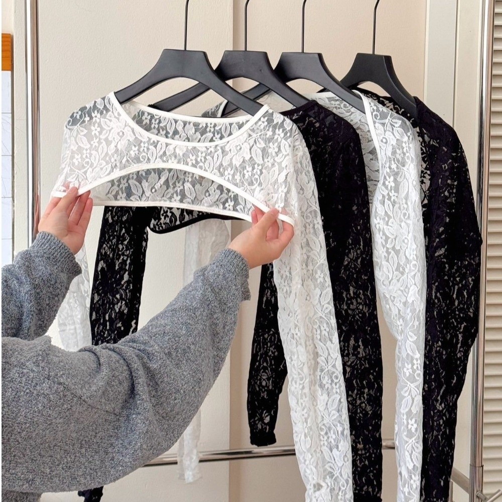Mesh Top Layering - Elegantes Tops de Manga Larga de