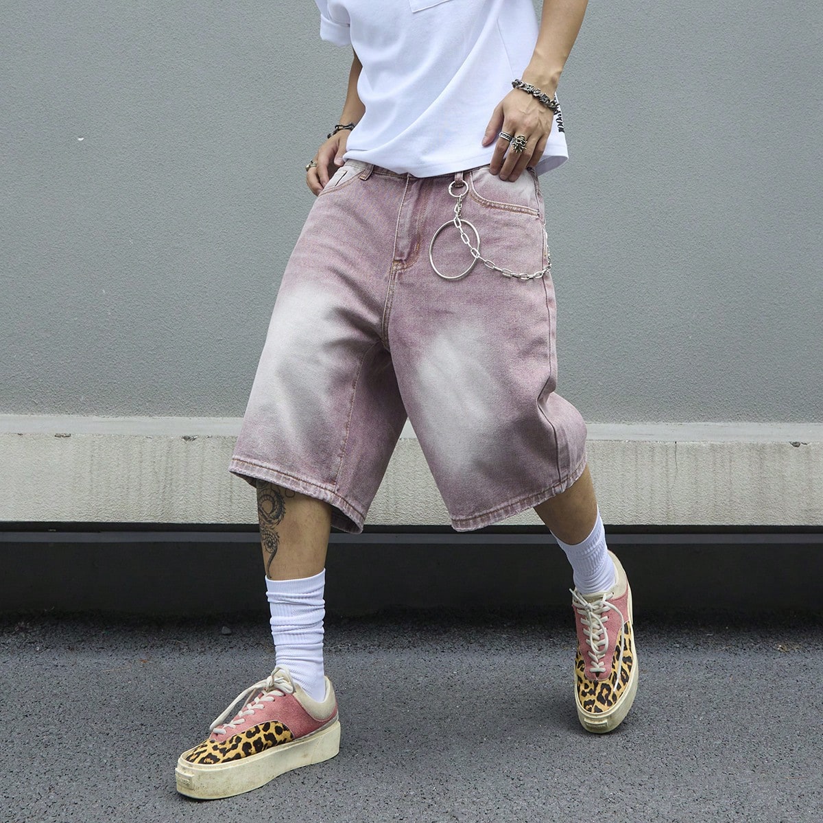 Street Fashion Art - Pantalones Cortos de Mezclilla Degradados Rosados