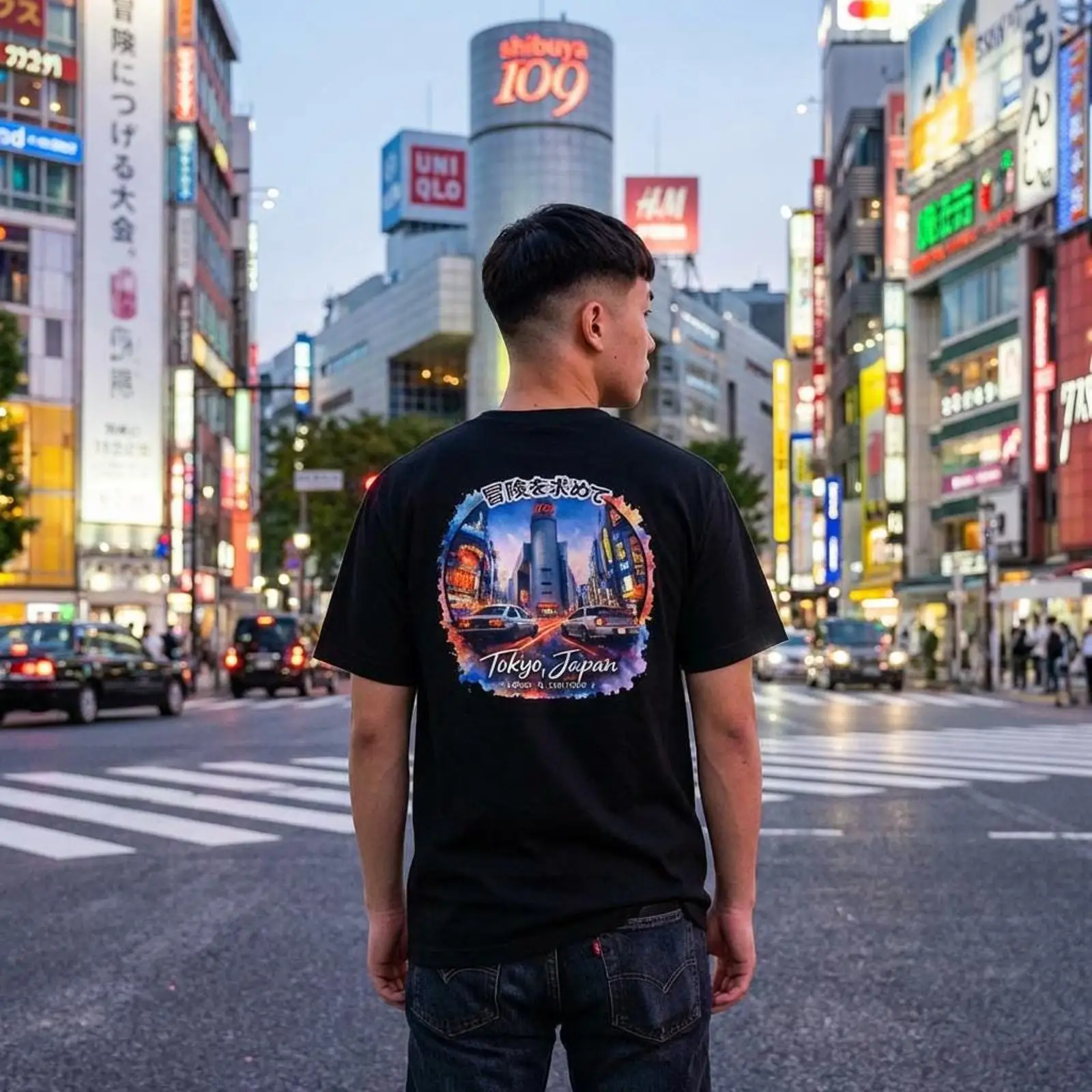 Street Fashion Shibuya - Camiseta Shibuya Tokyo Japan Drifting, estilo