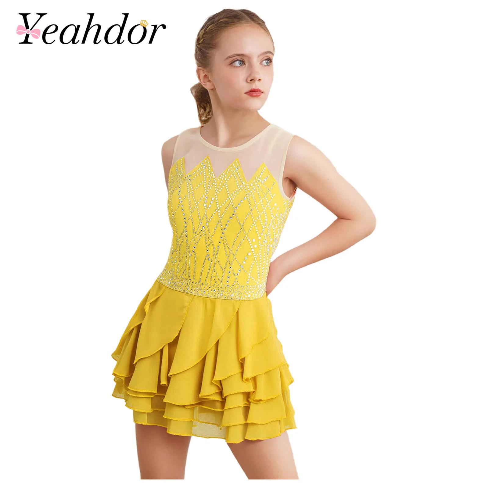 Street Fashion Kids - Vestido de patinaje artístico de malla