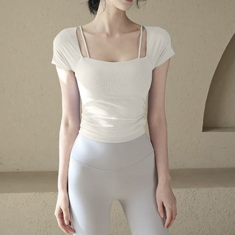 Mesh Top Layering - Camiseta de Yoga de Manga Corta