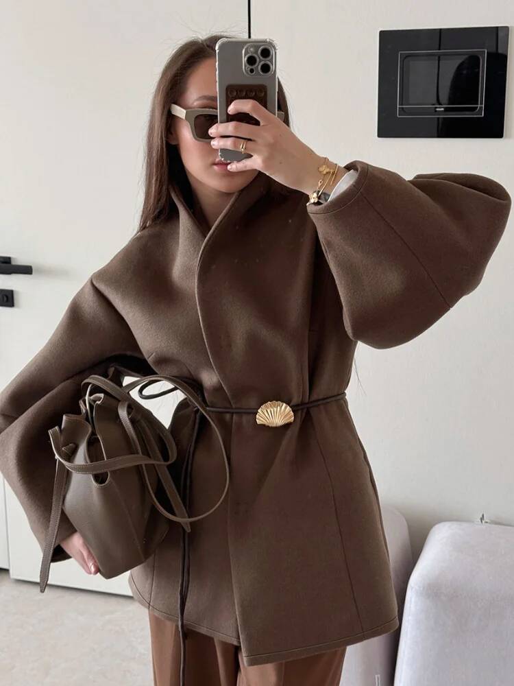 Abrigo de lana liso elegante p - Street Fashion Taiwan reseña y precio