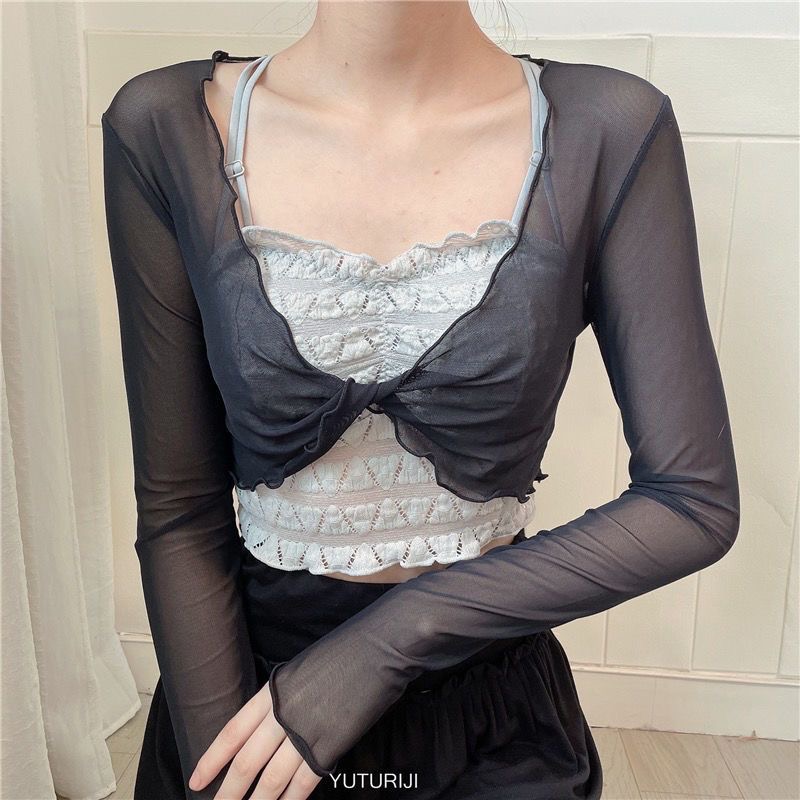 Top de malla elástico de manga - Mesh Top Layering reseña y precio
