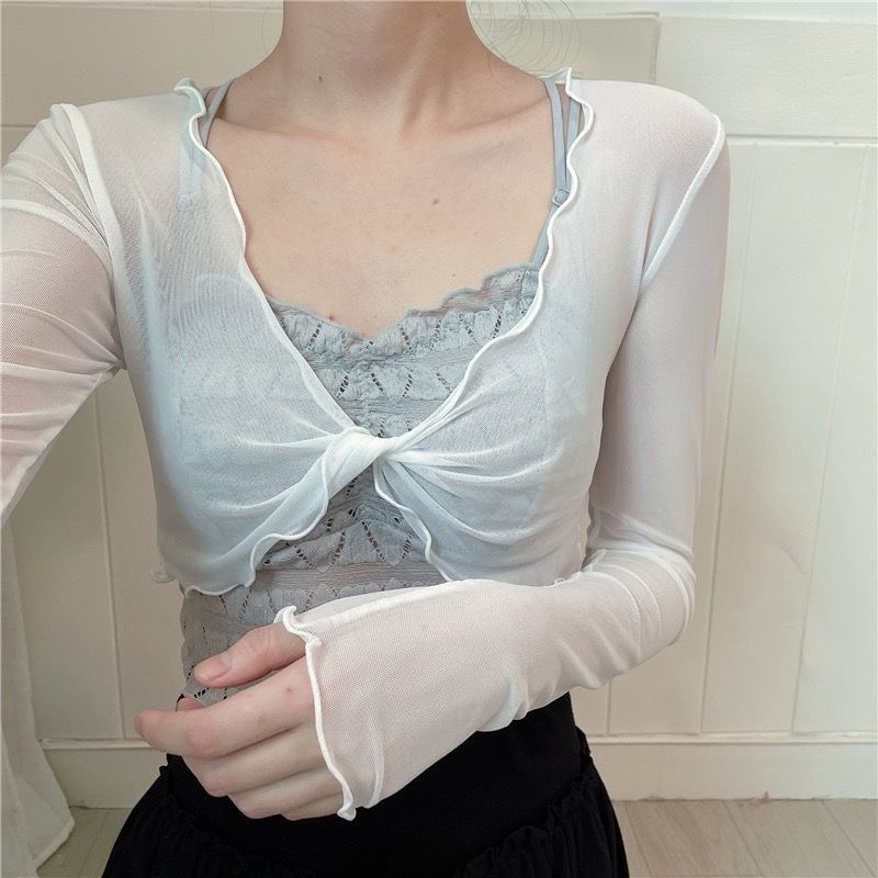 Top de malla elástico de manga - Mesh Top Layering reseña y precio