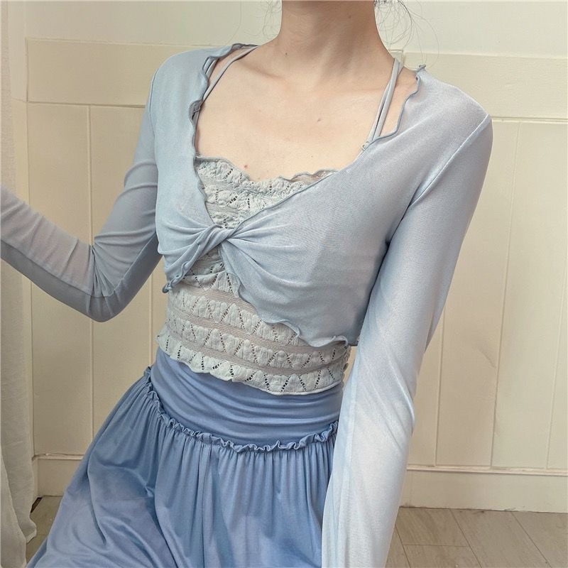 Top de malla elástico de manga - Mesh Top Layering reseña y precio
