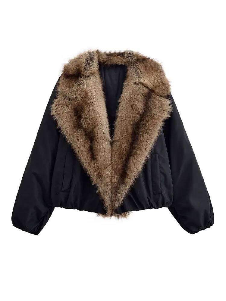Chaqueta con cuello de piel si - Street Fashion Taiwan reseña y precio