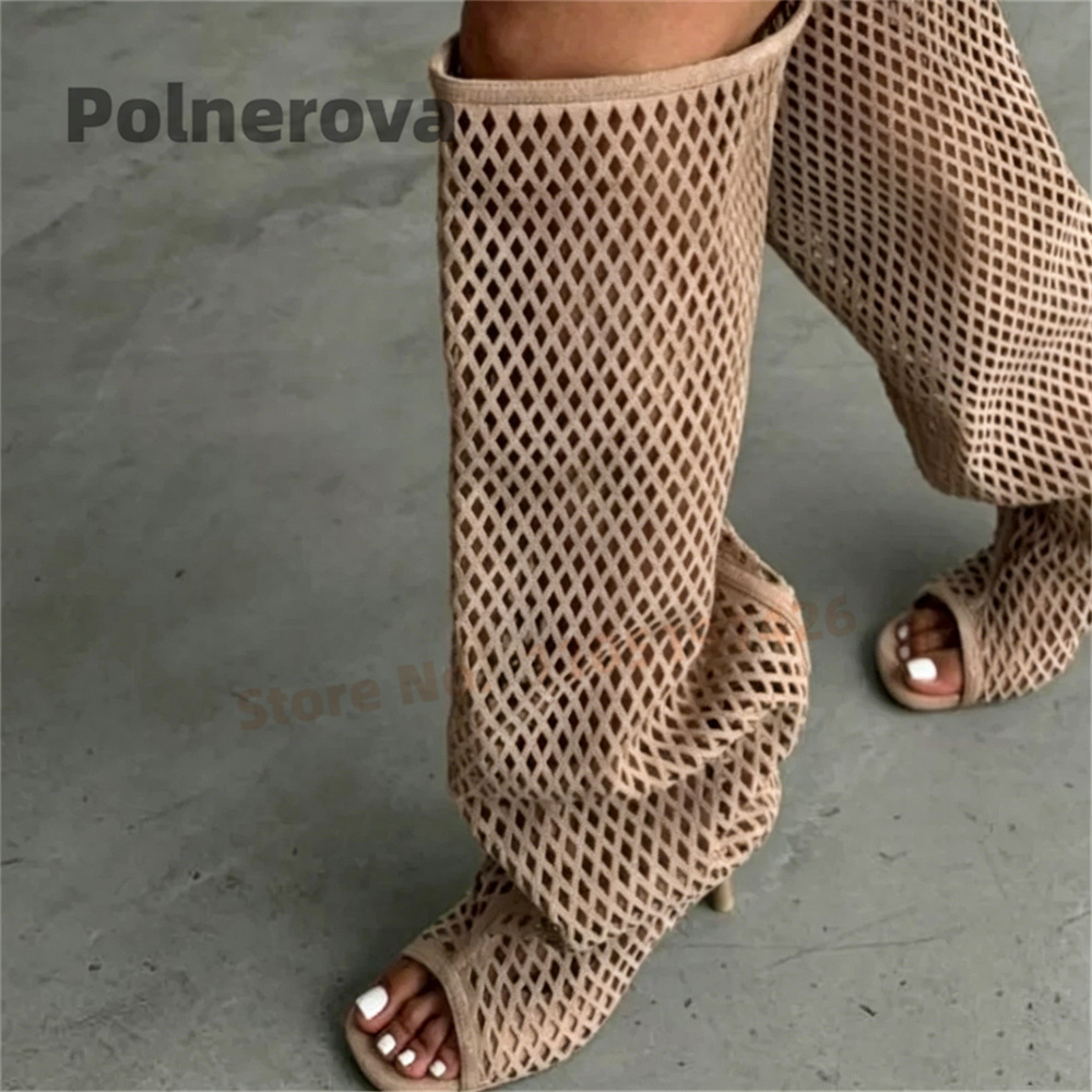Botas altas de cuero huecas pa - Street Fashion Female reseña y precio