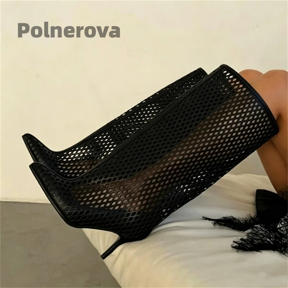 Botas altas de cuero huecas pa - Street Fashion Female reseña y precio