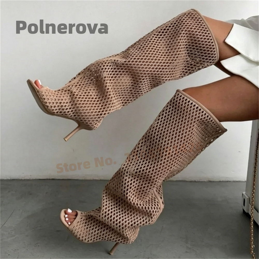 Botas altas de cuero huecas pa - Street Fashion Female reseña y precio