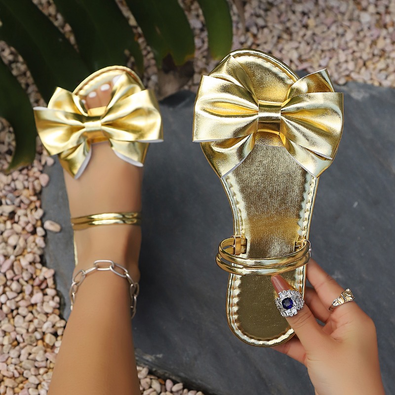 Sandalias Planas Doradas para  - Street Fashion Female reseña y precio