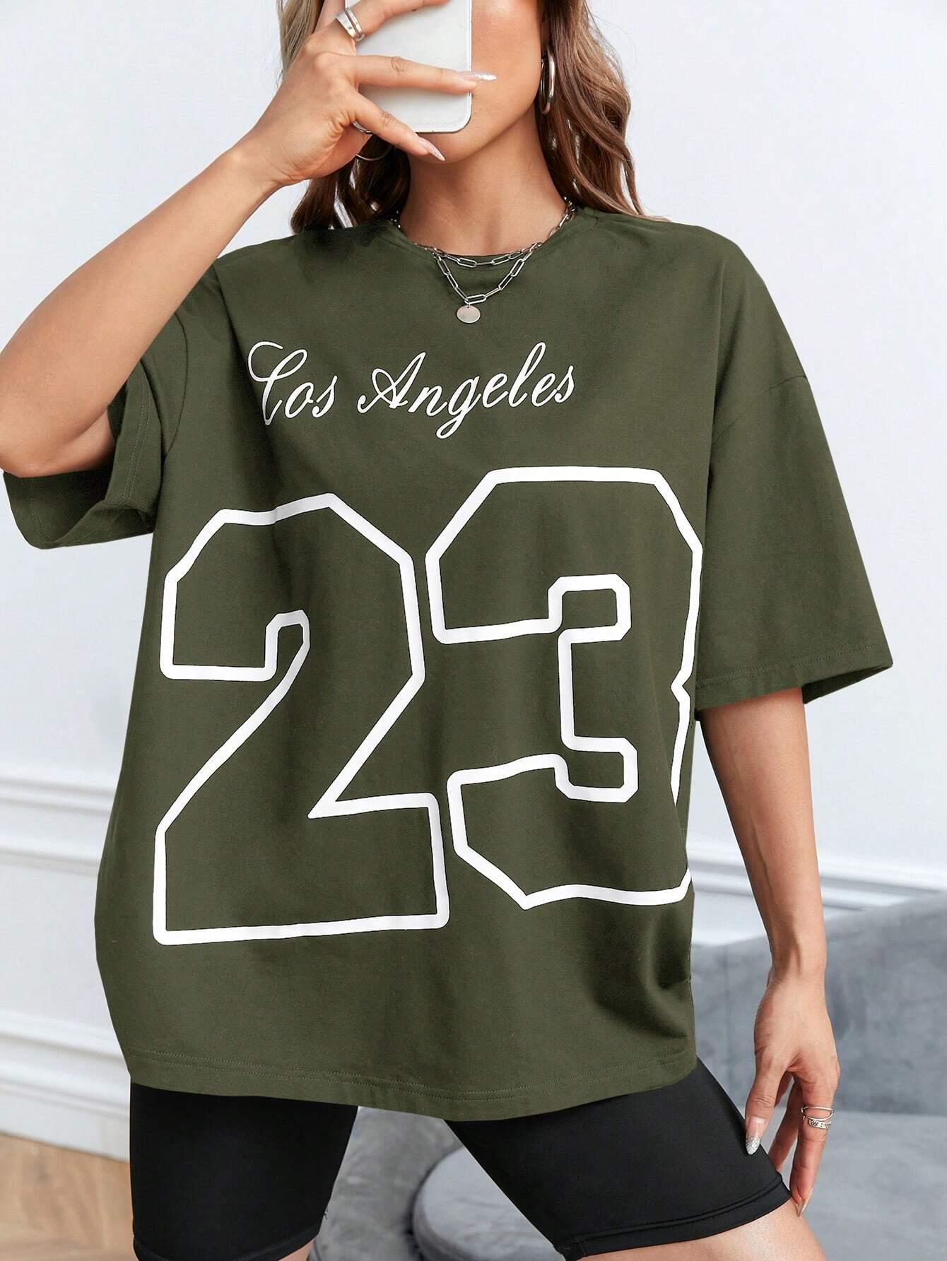 Camiseta con estampado de letr - Street Fashion Los Angeles reseña y precio