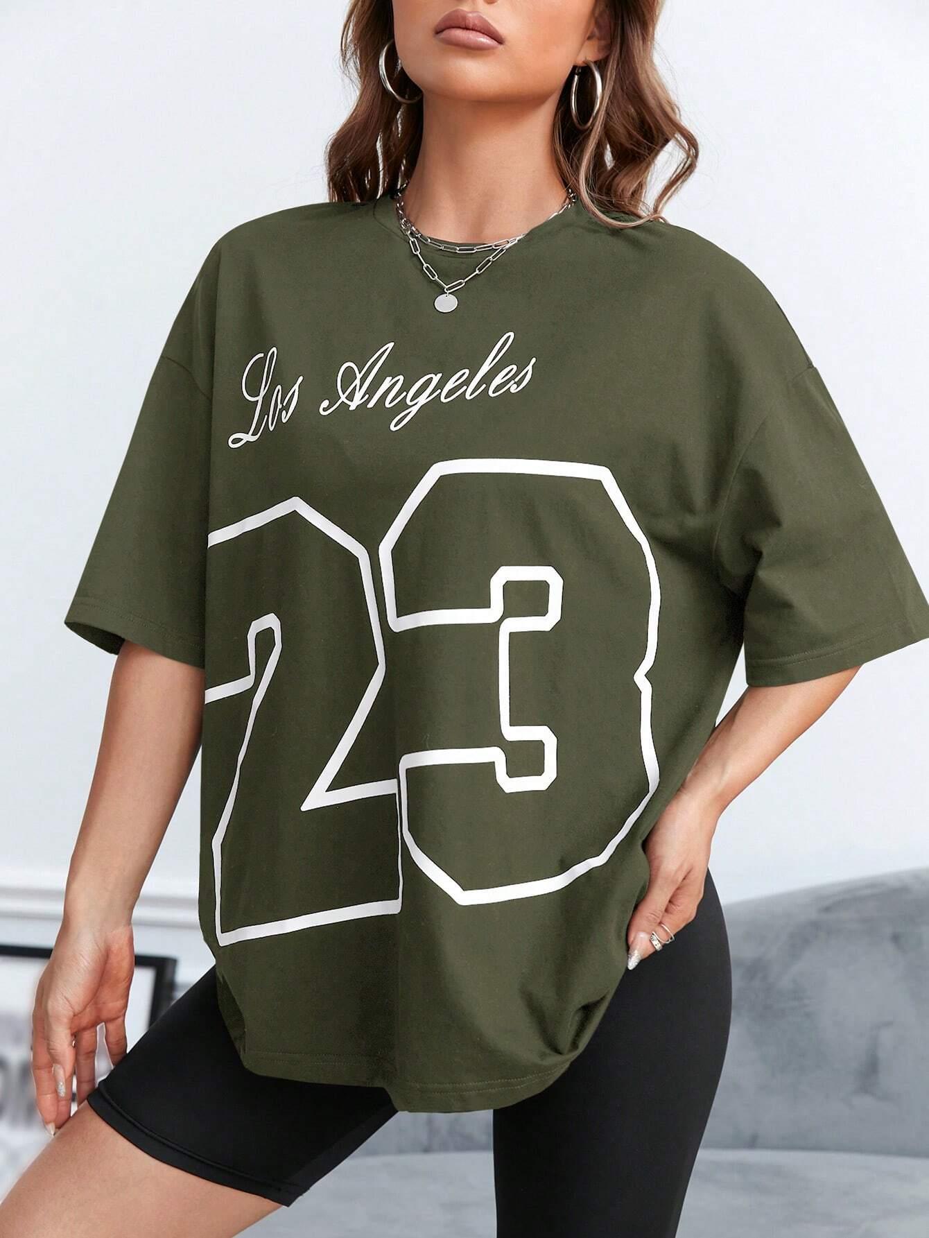 Camiseta con estampado de letr - Street Fashion Los Angeles reseña y precio