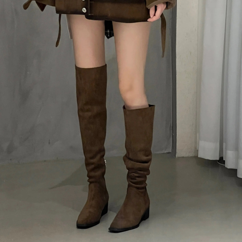 Botas largas de gamuza adelgaz - Street Fashion Female reseña y precio