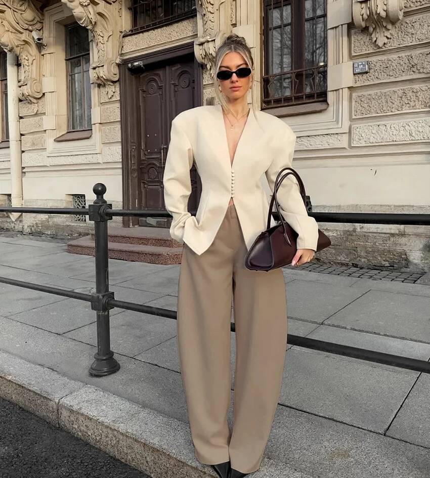 Blazer de mujer elegante con c - Street Fashion Taiwan reseña y precio