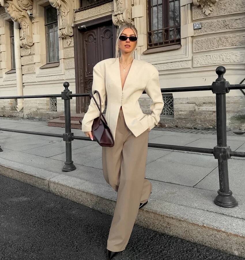 Blazer de mujer elegante con c - Street Fashion Taiwan reseña y precio